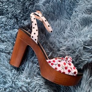 Betsey Johnson Cherry Chunky Heels 8.5 Womens